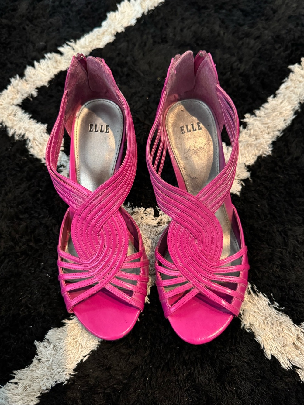 Elle Fuchsia Strappy Open-Toe Heels